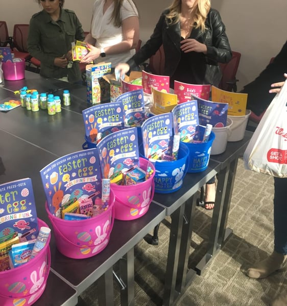 pink and blue easter buckets 