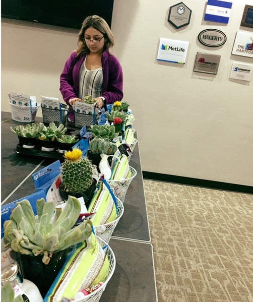 volunteer working on plants