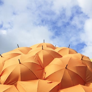 orange umbrellas