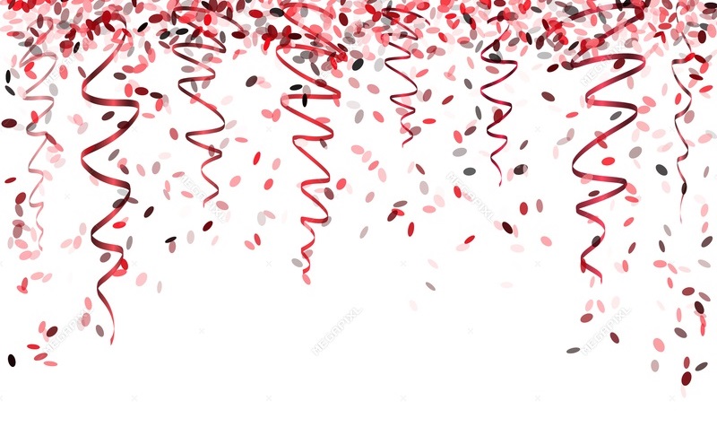 White background with red confetti