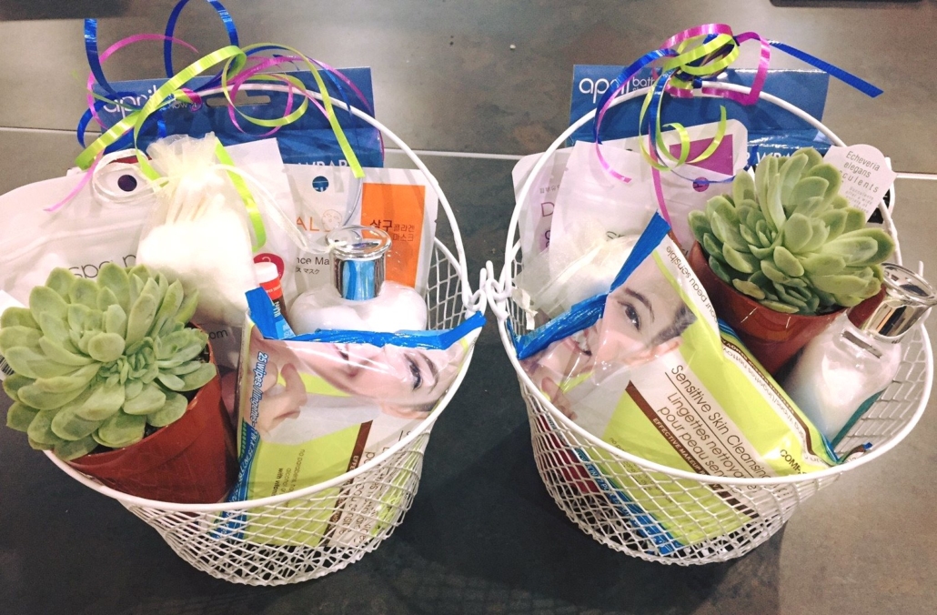 two baskets with plants